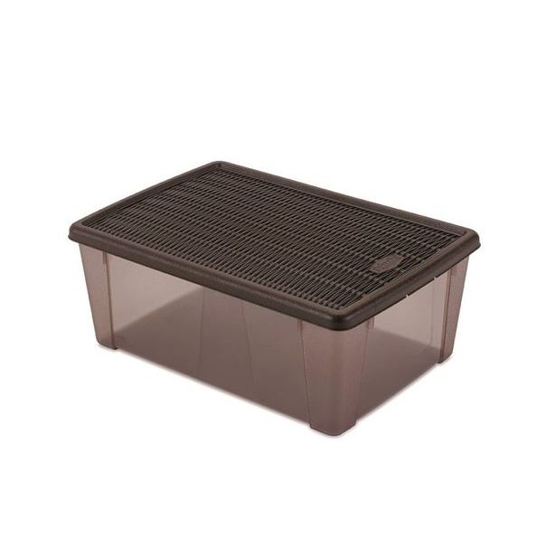 box 10,0l+víko 36,5x25,5x14cm hnědý ELEGANCE-L, plast