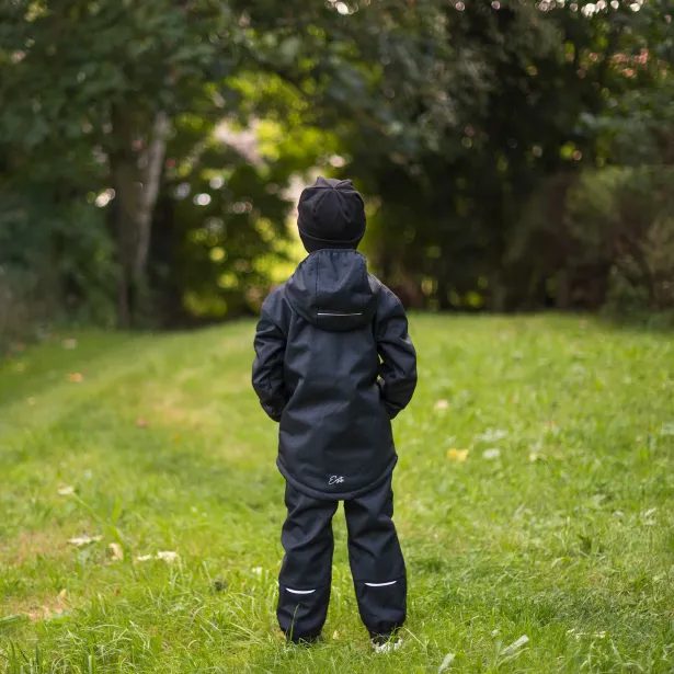 ESITO Dětská zimní softshellová bunda s beránkem Black - černá