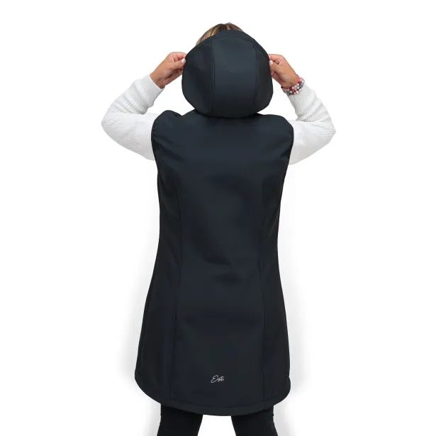 ESITO Dámská dlouhá softshellová vesta Black - černá