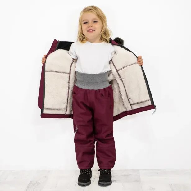 ESITO Dívčí zimní softshellový kabát s beránkem Fuchsie - fuchsie / 86