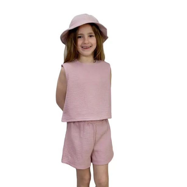 ESITO | Dívčí mušelínový set Lucka Powder pink - pudrová / 74