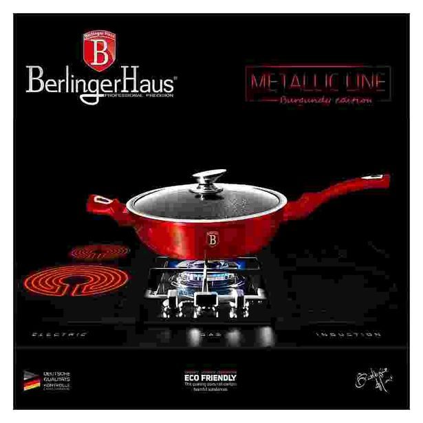 BERLINGERHAUS Pánev hluboká s mramorovým povrchem a poklicí 32 cm Burgundy Metallic Line BH-1261