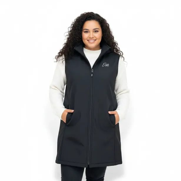 ESITO Dámská dlouhá softshellová vesta Black - černá