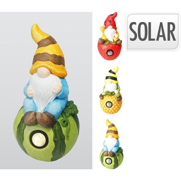 PROGARDEN Zahradní dekorace trpaslík na jahodě 20 x 39 cm solární KO-795250820jaho