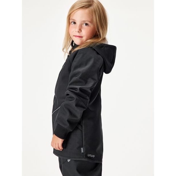 Unuo, Dětská softshellová bunda s beránkem, Černá Žíhaná