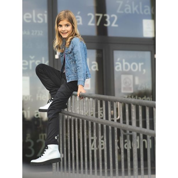 Unuo, Dětské softshellové kalhoty bez zateplení pružné Sporty, Černá