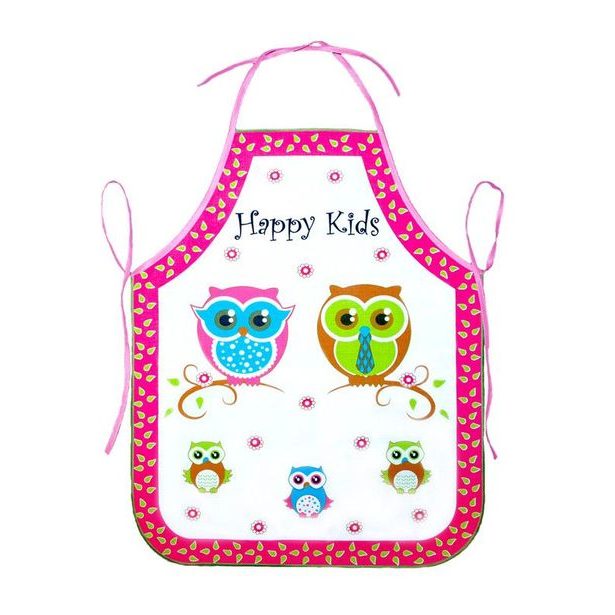 zástěra SOVY, růžová J505 dětská 64x50cm