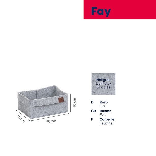 KELA Koš Fay 26x19 cm filc světle šedá KL-24460