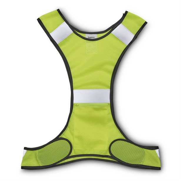 Hama reflexní vesta pro běžce/chodce/cyklisty, kapsa na zip, nastavitelná velikost, neonově žlutá