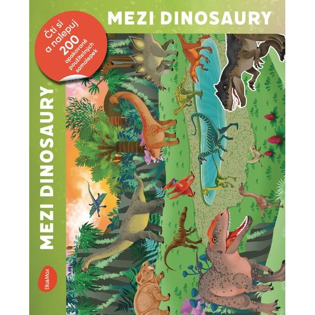 Čti a nalepuj – MEZI DINOSAURY, kniha se samolepkami