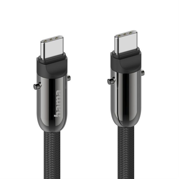 Hama USB-C kabel a šňůrka na mobil 2v1, 1,2 m, černá