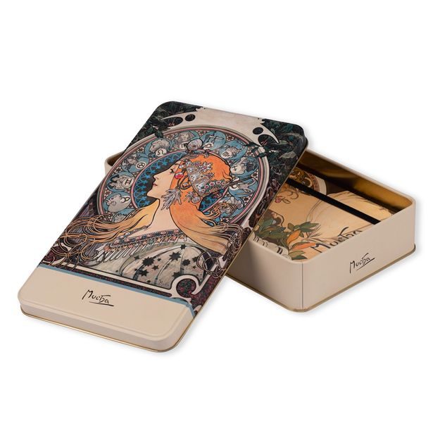 Plechová dóza Alfons Mucha - Zodiak, 24 × 14 × 4 cm