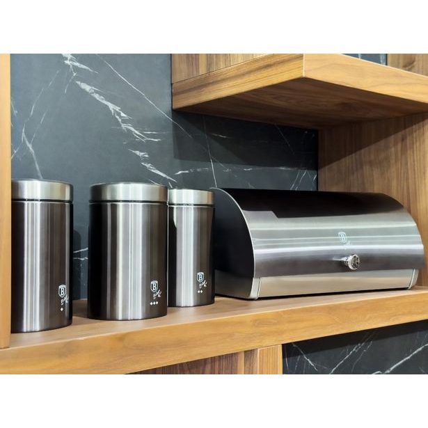 BERLINGERHAUS Chlebník a sada dóz na potraviny 4 ks Carbon PRO Line BH-6732