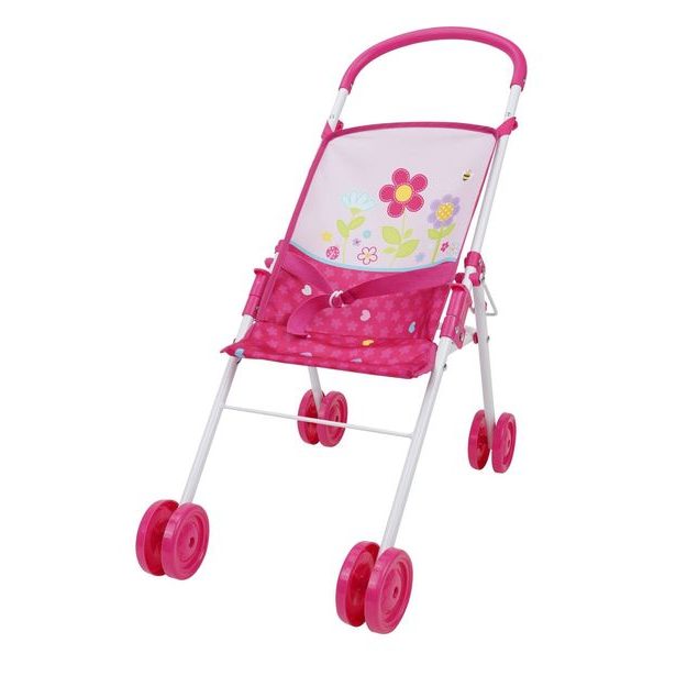 3dílná sada na hraní, kočárek, žídle a postýlka - Květiny