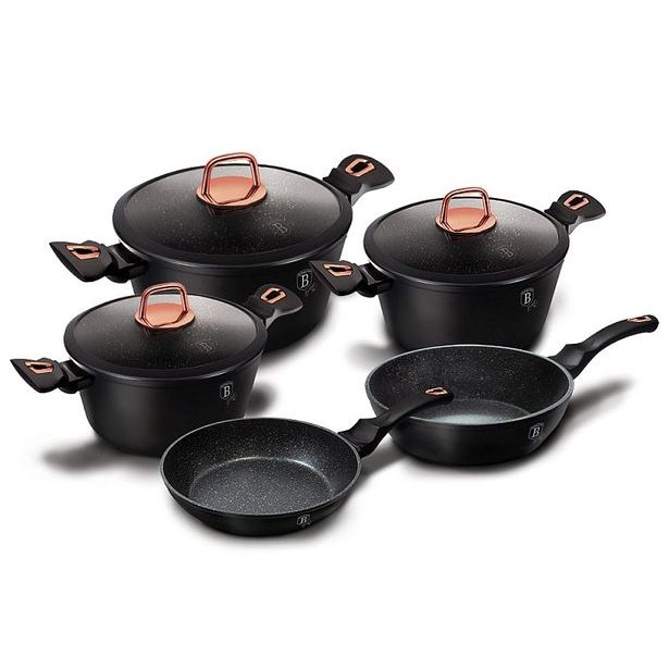 BERLINGERHAUS Sada nádobí s mramorovým povrchem 10 ks Black Rose Collection BH-8168