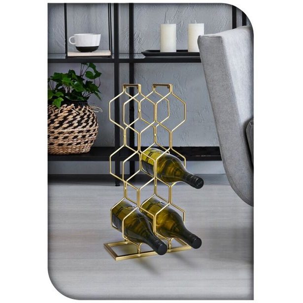 EXCELLENT HOUSEWARE Stojan na víno kovový 8 lahví zlatá KO-C37880420