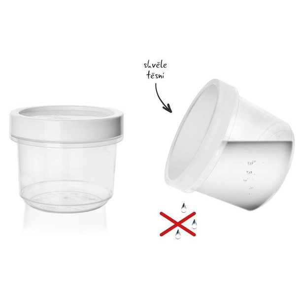 dóza 0,30l, WHITE, d 9x7,5cm, šroub.silik.těsnění, plast