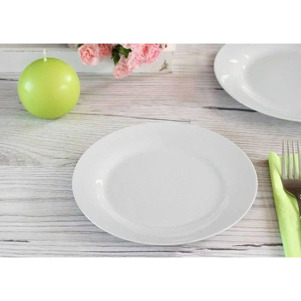 talíř d23cm mělký, bílý porcelán, 2.jakost