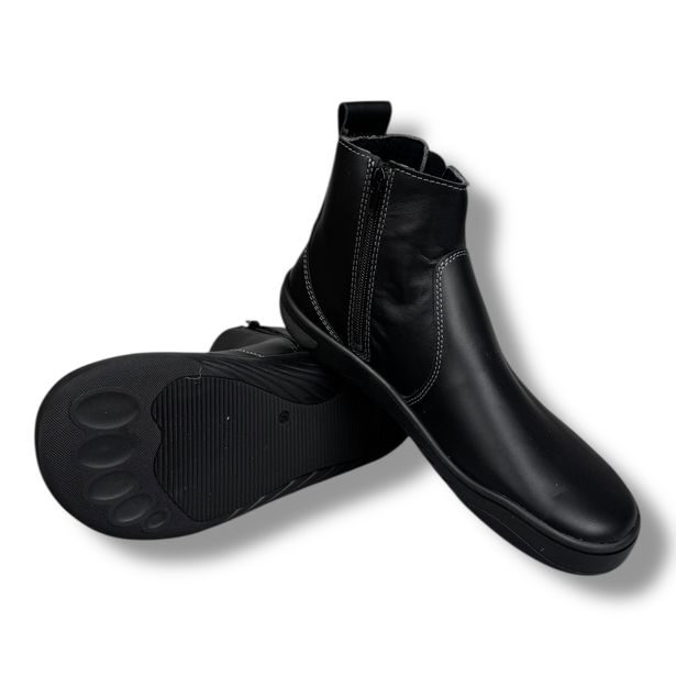 FARE MID-WIDE CHELSEA – dívčí/dámské barefoot kotníkové boty z kůže černé