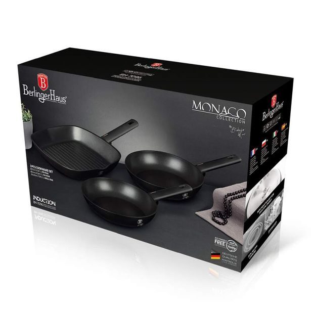 BERLINGERHAUS Sada pánví s titanovým povrchem 3 ks Monaco Collection steak BH-7096