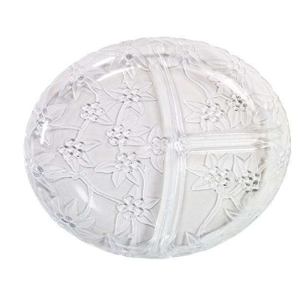 podnos d28cm KRYSTAL, dělený, brus, transp.plast