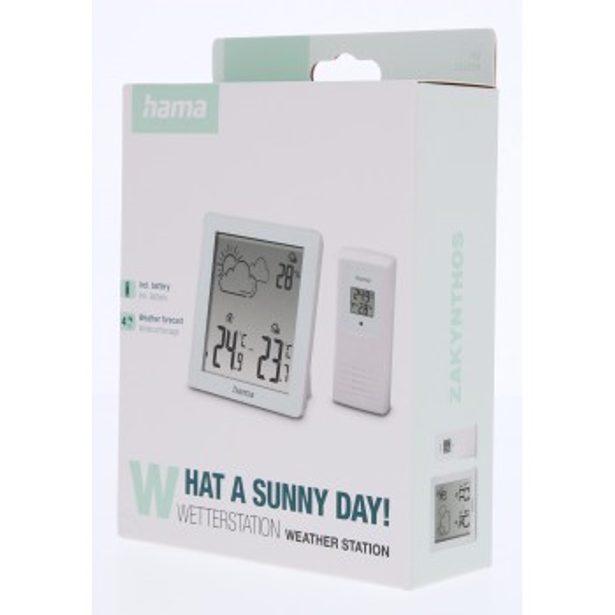 Hama Zakynthos, meteostanice, bezdrátový senzor, baterie, bílá