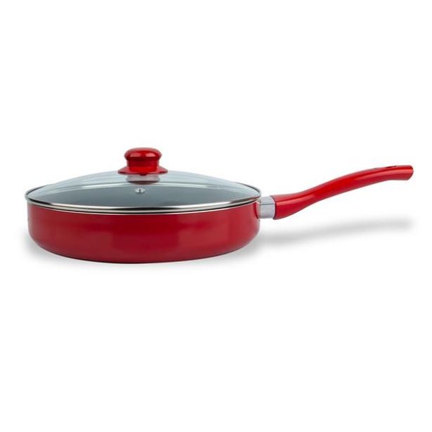 KITCHISIMO HLUBOKÁ PÁNEV S POKLICÍ 28cm, černá červená, nepřilnavý povrch_hamashop