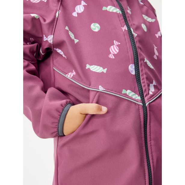 Dětská softshellová bunda s fleecem Slim, Švestková, Bonbony