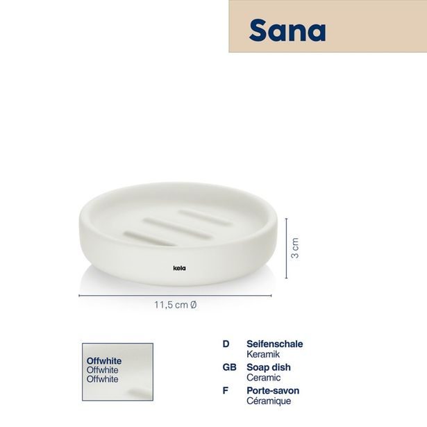 KELA Miska na mýdlo Sana průměr 11,5 x 3 cm bílá KL-24528