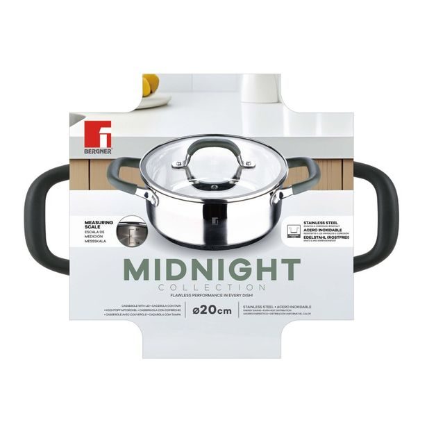 BERGNER Kastrol s poklicí nerez MIDNIGHT 20 cm 2,3 litru BG-32126-MM