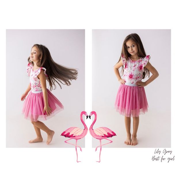 Dívčí blůzka s kanýrkem Lily Grey flamingo