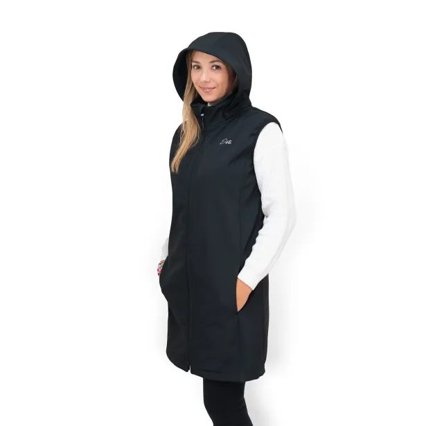 ESITO Dámská dlouhá softshellová vesta Black - černá