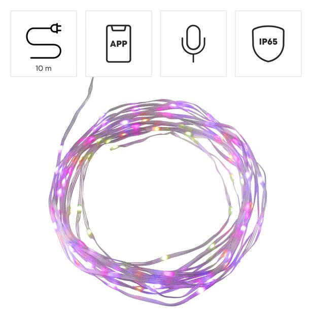 Hama SMART WiFi světelný řetěz, 100 LED, venkovní/vnitřní použití, nastavení barev, stmívání, 10 m