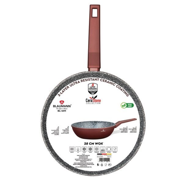 BLAUMANN Pánev Wok s keramickým povrchem 28 cm kolekce Cera Stone BL-4011