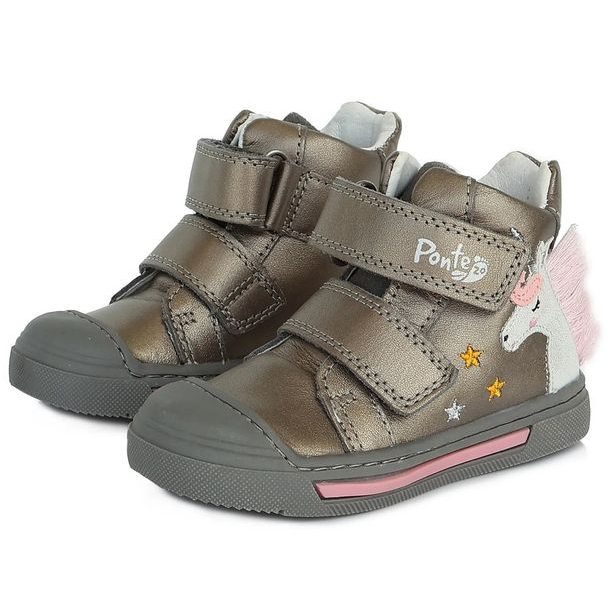 Dětské kožené boty, Ponte20, UNICORN - Grey