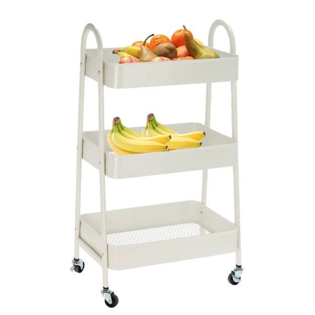 HOMESTYLING Kuchyňský úložný vozík třípatrový kov krémová KO-C80902000