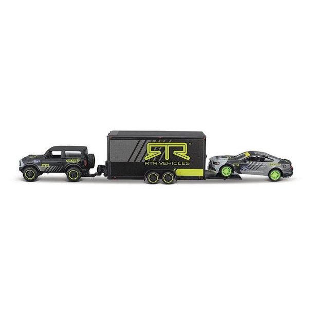 Maisto Maisto - Design Team Haulers, 2021 Ford Bronco, Car Trailer, 2015 Ford Mustang GT, 1:64