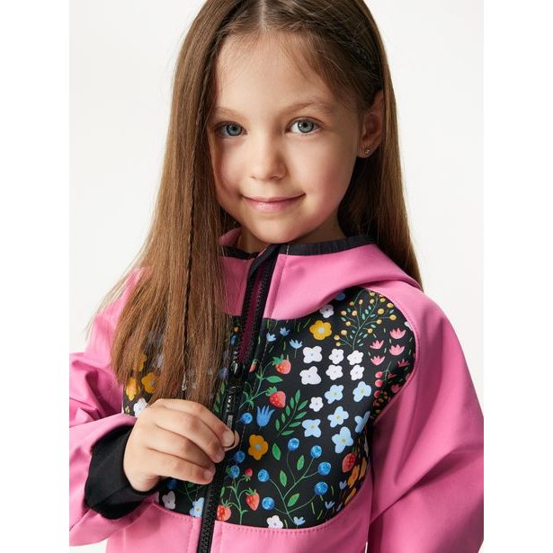 Dětská softshellová bunda s fleecem Basic, Růžová, Zahrada