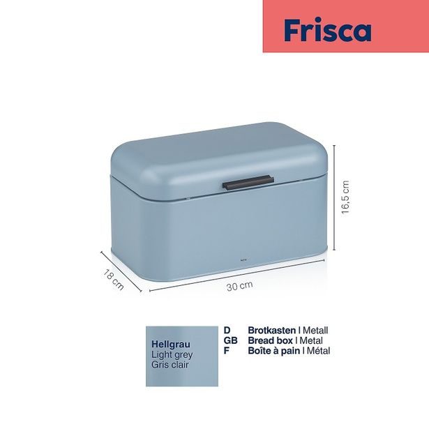 KELA Chlebník FRISCO kov modrý 30 x 18 x 16,5 cm KL-12845