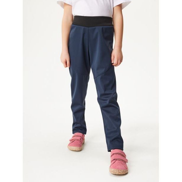 Unuo Dětské softshellové kalhoty bez zateplení pružné Sporty, Tm. Modročerná
