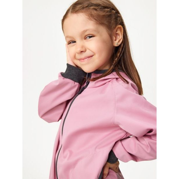 Unuo, Dětská softshellová bunda bez zateplení pružná Basic, Starorůžová