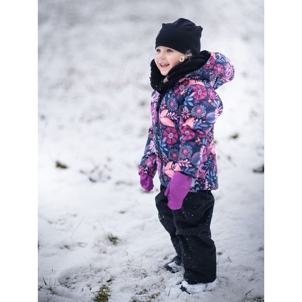 Unuo, Batolecí softshellové oteplovačky s beránkem Plus, Černá, Kouzelné květiny