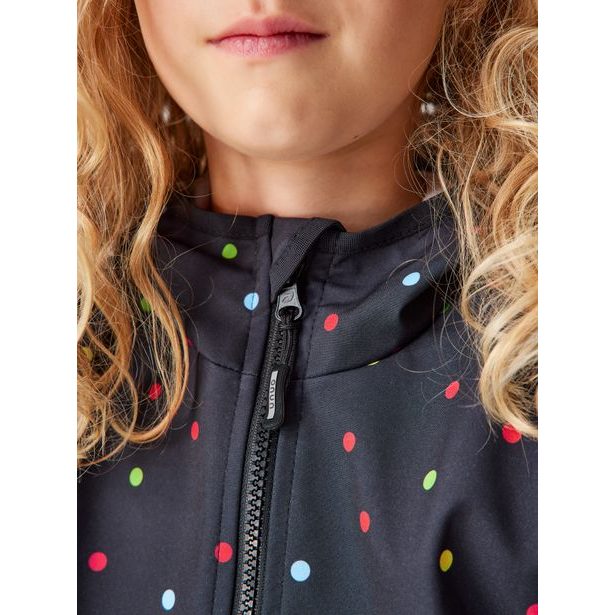 Unuo, Dětská softshellová bunda s fleecem Basic, Černá, Puntík