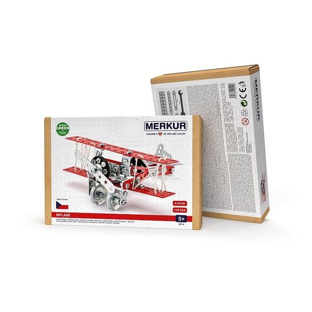 MERKUR - Stavebnice Merkur 051 - dvouplošník, 148 dílů