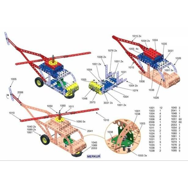 Merkur 3 stavebnice, 307 dílů, 30 modelů