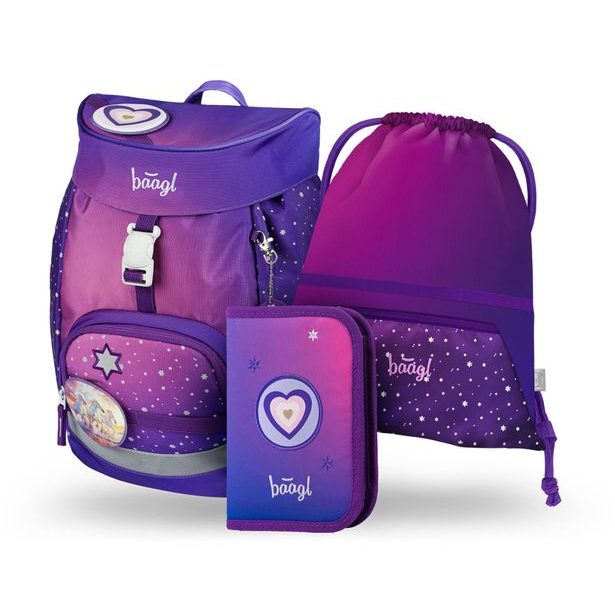 BAAGL SET 3 AIRY Koně srdce: batoh, penál, sáček