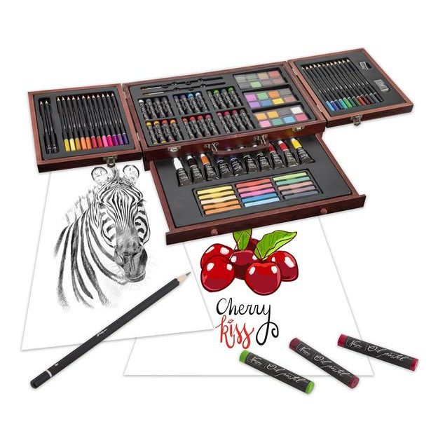 Kreativní dřevěný kufřík 103 ks