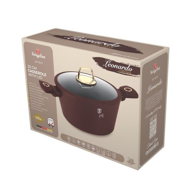 BERLINGERHAUS Kastrol s titanovým povrchem a poklicí 30 cm Leonardo Collection BH-8043