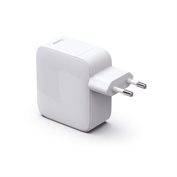 Hama rychlá USB nabíječka GaN 2x USB-C, PD 30 W, navíjecí kabel