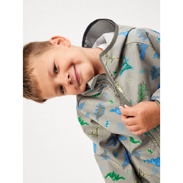 Dětská softshellová bunda s fleecem Basic, Khaki, Dino